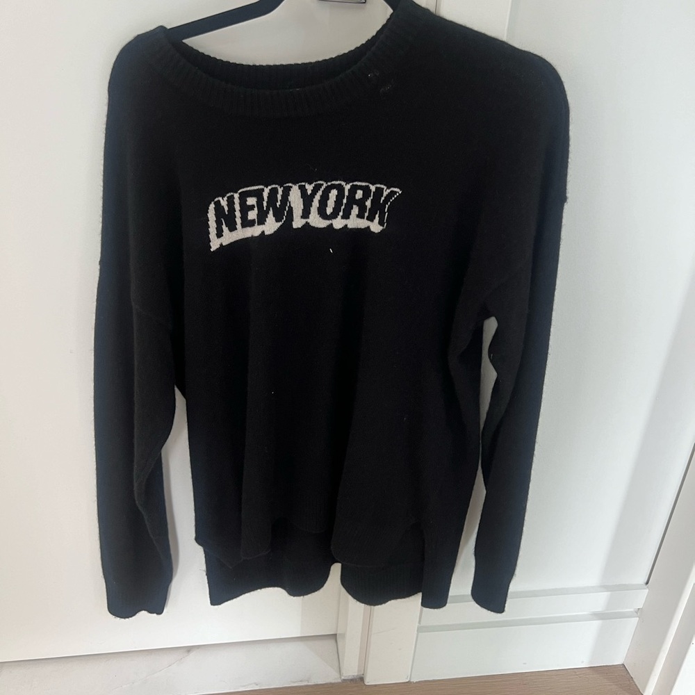 Blue and cream cashmere sweater